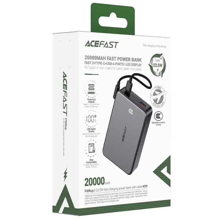 PowerBank  20000 mAh Acefast M29 22.5W (павербанк)