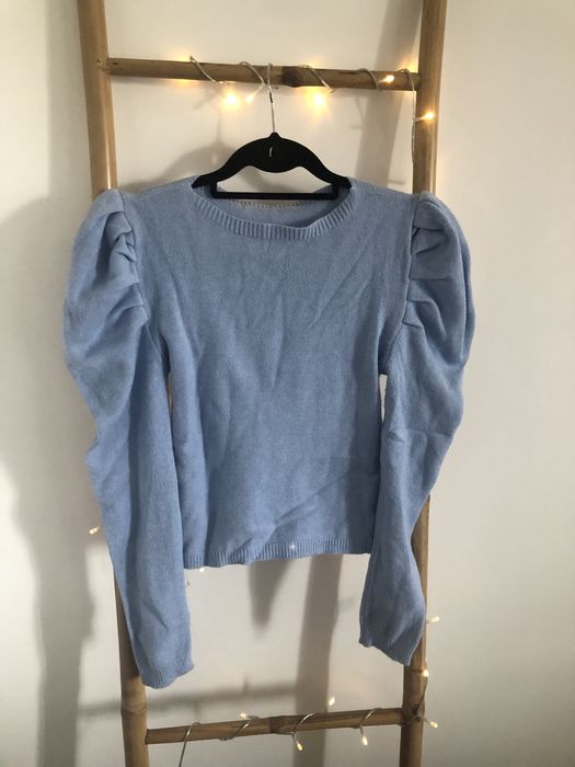 Camisola azul bebe com mangas a boneca