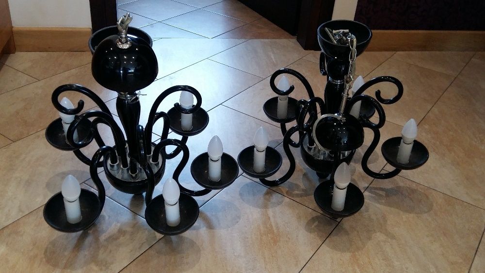 Lampa wisząca z czarnego szkła