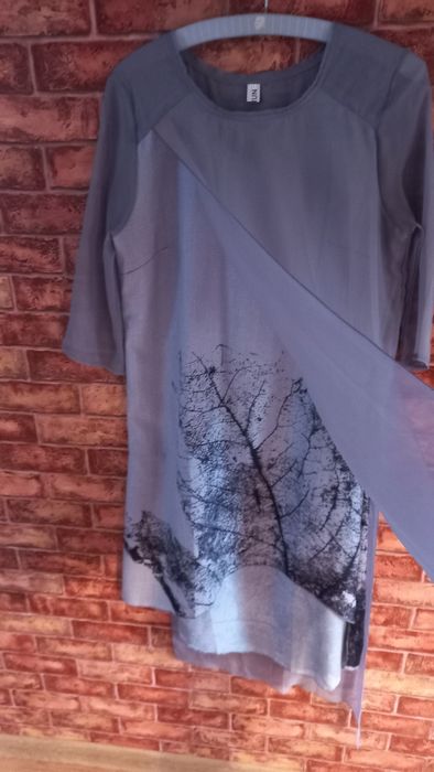 Sukienka nowa popielata wyjściowa rozmiar XL szerokość pachy 51-52 cm,