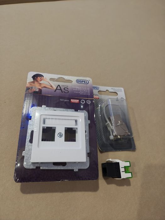 OSPEL AS Gniazdo komputerowe podwójne, MMC RJ45 kat. 6 i RJ45 kat. 5e.