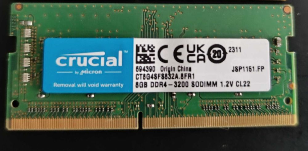 Crucial/Micron DDR4 8GB 3200MHz SO-DIMM testowane MemTest OCCT 7-zip