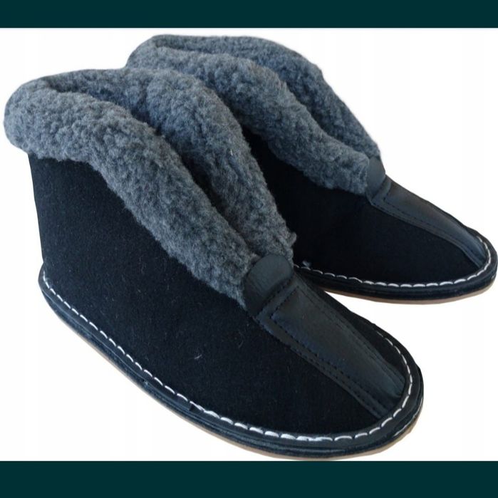 Bambosze męskie filcowe łapcie 44 rozmiar kapcie wysokie ciepłe