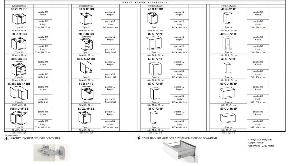 Zestaw białych mebli kuchennych Stilo MDF biały mat