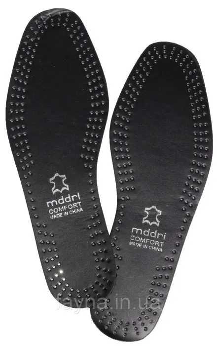 Стельки для обуви кожаные MОDRI чёрные Подрезные р-р 36-48 Макс.29 см