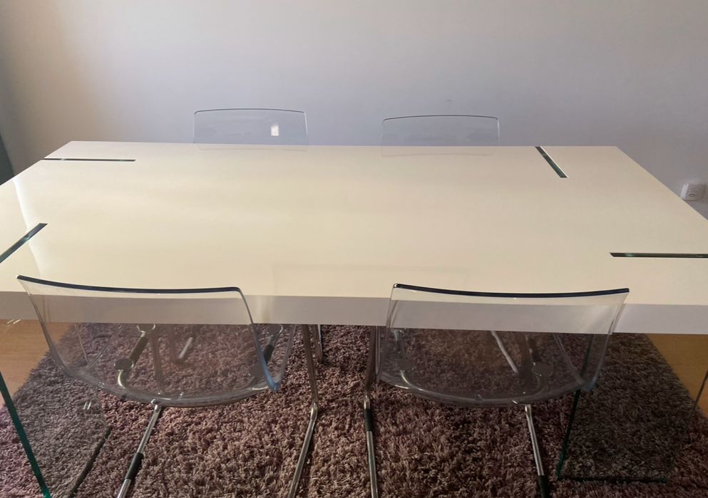 Mesa e 4 cadeiras ikea acrilico transparente 1,90cm c 90cm