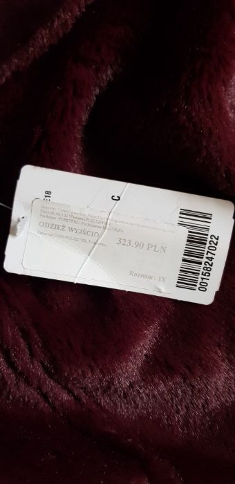 Kożuszek płaszcz waterfall na misiu futro XL 44 46 Plus Size NowyMetki