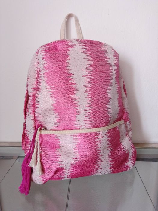 Plecak w stylu boho różowy materiałowy