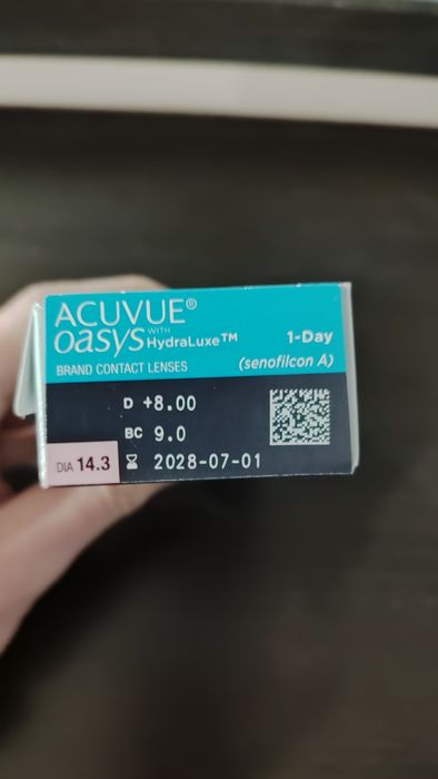 Контактні лінзи Acuvue Oasys 1-Day with Hydraluxe (Sph +8.0, BC 9.0)