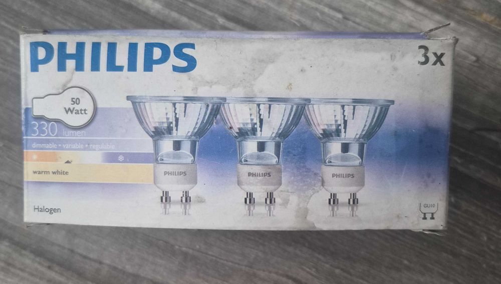 Philips Halogen GU10 50W 2800K 330 lm 3 szt. Ściemnialne NOWE