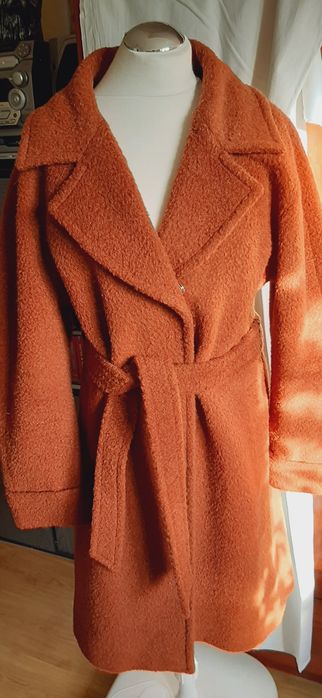 Płaszcz XL 40 44 wełna alpaka rudy