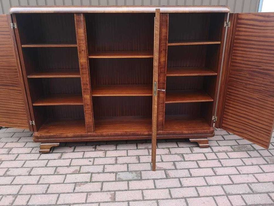 Biblioteka Witryna ART-DECO Orzech Zgrabna Stara Antyk Po Renowacji.