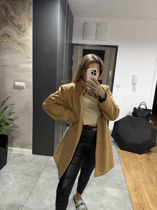 Płaszcz musztardowy oversize