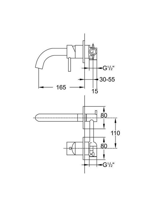 Steinberg 100 Bateria umywalkowa ścienna chrom 100.1801