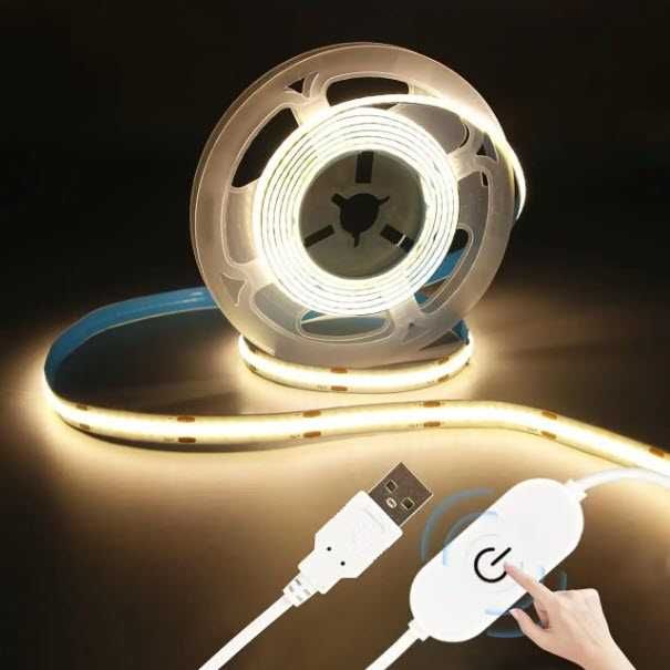 Светодиодная лента USB 5V от Powerbank сенсорная кнопка диммер 1-5м