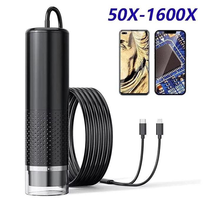 Ashfly Cyfrowy mikroskop 10–200X USB-C iOS/Android + kamera 2MP LED