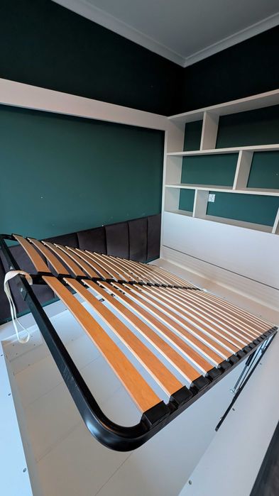 Designerskie łóżko 160x200 z zabudową i półką nad łóżkiem VOX