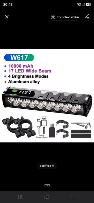Lanterna Para Bicicleta/Trotinete Vastfire 10000mAh 17 Leds