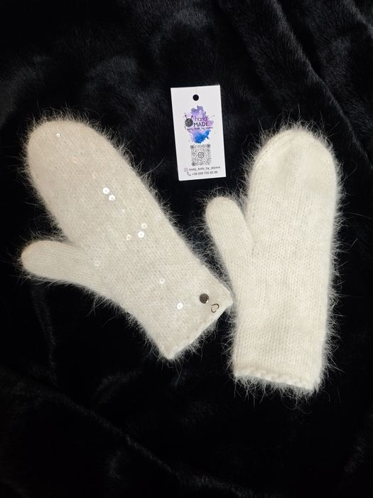 Варежки и митенки пух норки ангора букле