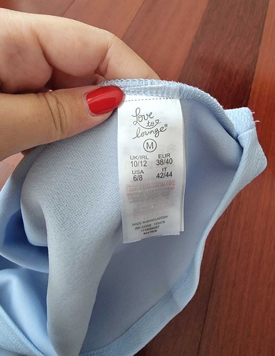 Top azul claro de pijama Primark, tamanho M