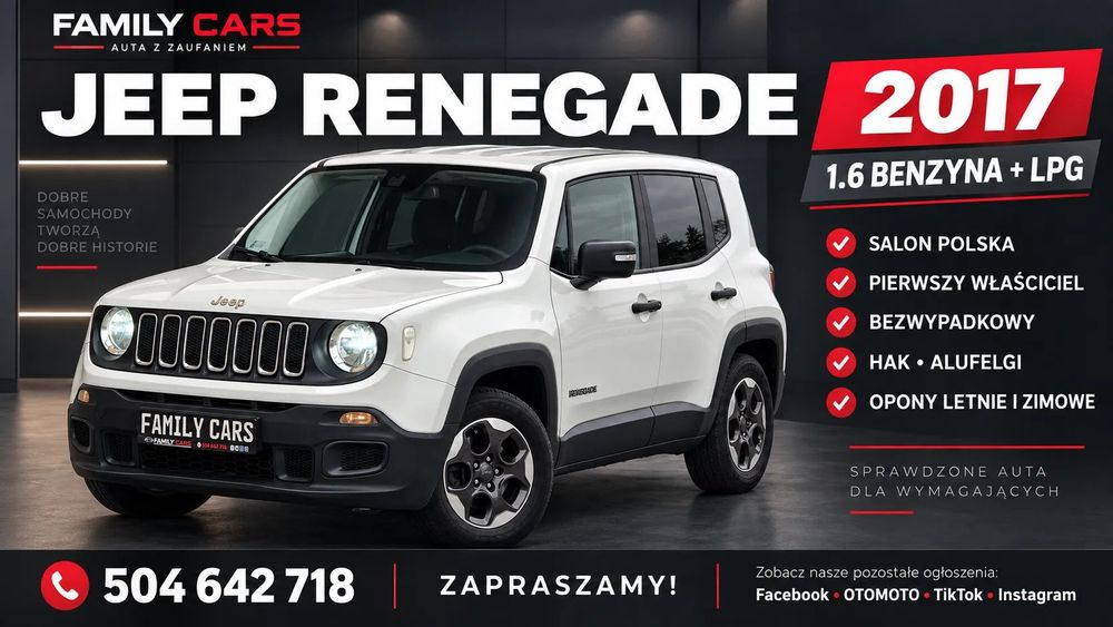 Jeep Renegade Salon Polska*LPG*Multimedia*Hak*Bezwypadek*VAT23%*Zamiana