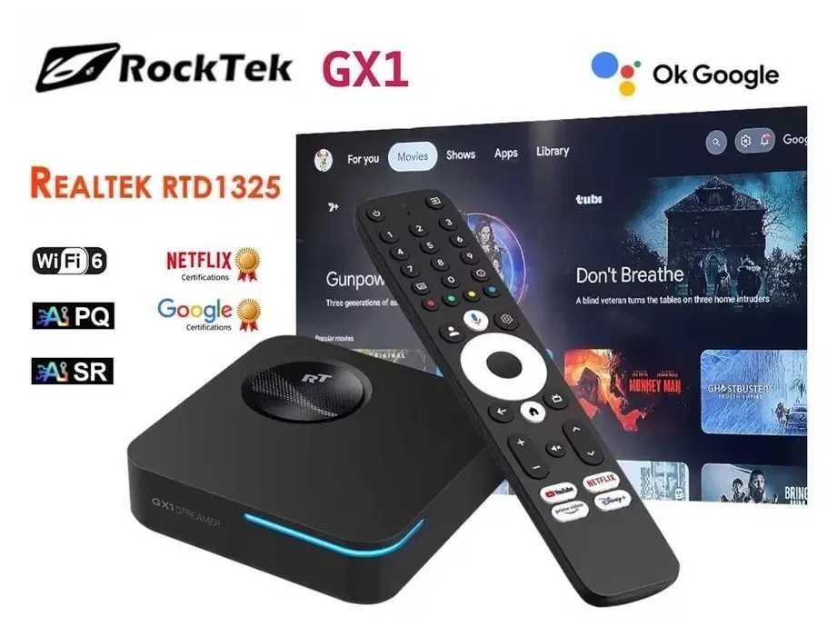 Смарт приставка RockTek GX1 UHD 4/32 Realtek RTD1325 WiFi6 GoogleTV 12