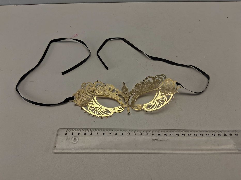 K076 Maska Karnawałowa Złota Na Bal Maskowy
