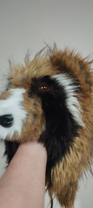 Czapka zimowa uszatka z ogonem Panda  Ruda