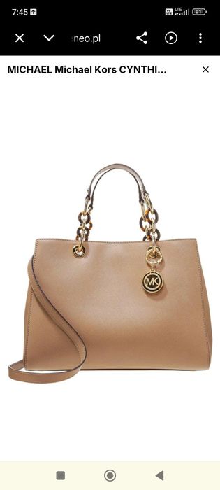 Michael Kors Cynthia musztardowy torebka do ręki