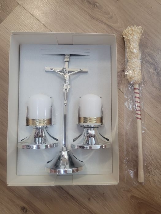 Zestaw kolędowy krzyż świece kropidło