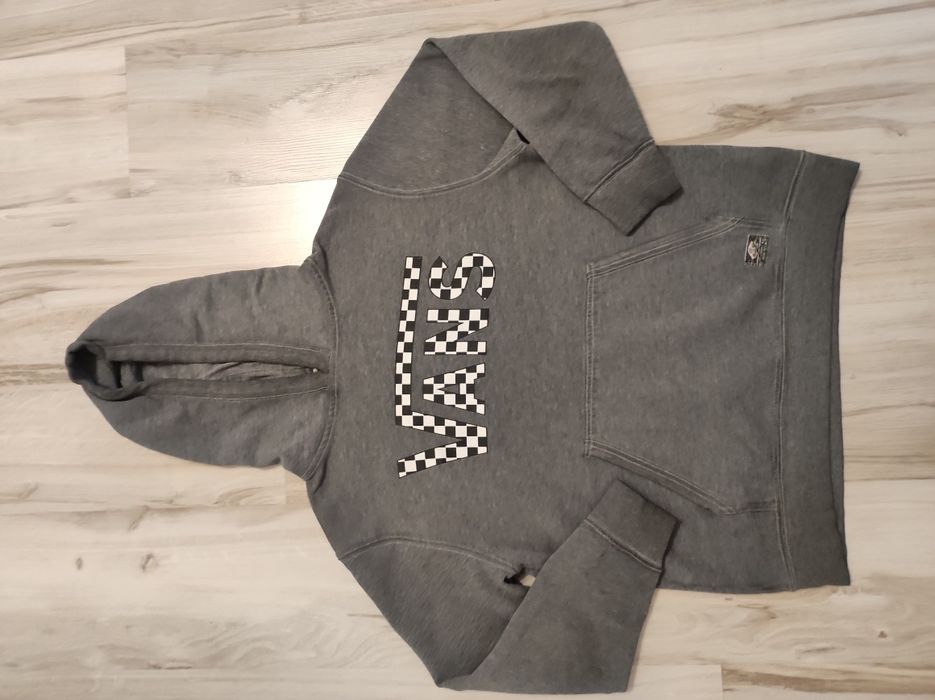 Szara bluza z kapturem Vans szachownica L