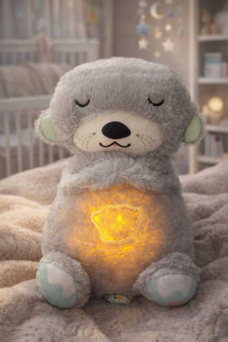 Мягкая плюшевая игрушка Дышащая выдра 30 см с белым шумом и ночником