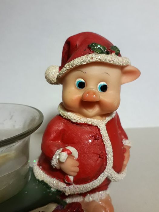 Новогодняя свеча подсвечник елочная игрушка кабанчик