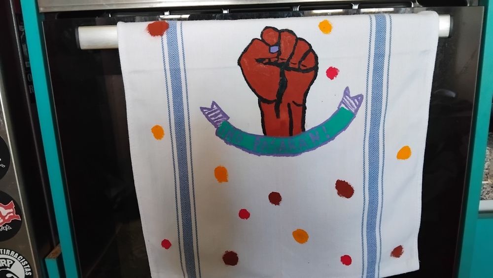 Panos de pratos em algodão pintados à mão