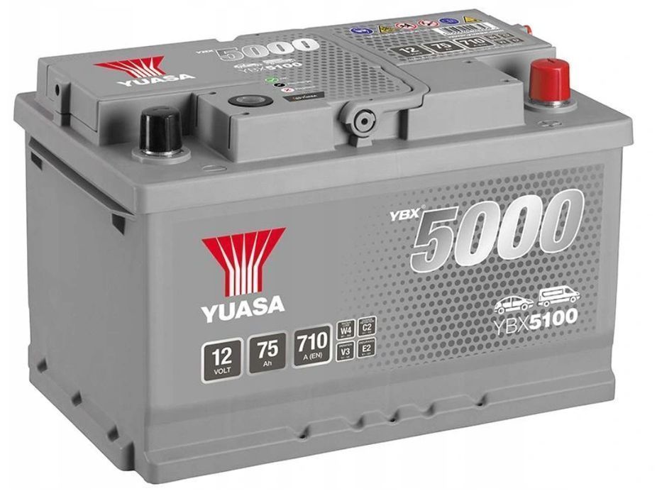 Akumulator Yuasa Silver 12V 75Ah 710A EN Prawy Plus YBX5100