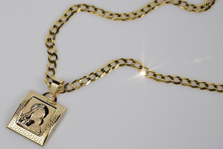 Złoty medalik Bozia z łańcuszkiem pancerką pm001y&cc001y K