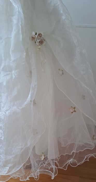 Vestido Cerimónia 6/7 Anos Organza beje