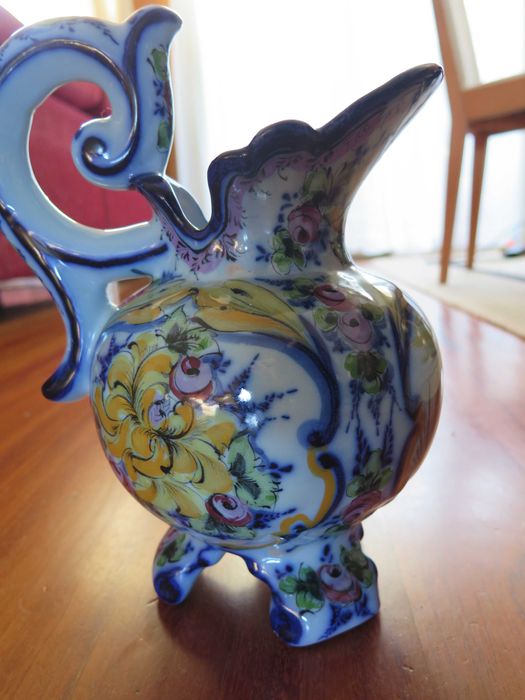 3 peças Cerâmica de Alcobaça vintage, prato jarro e galheteiro