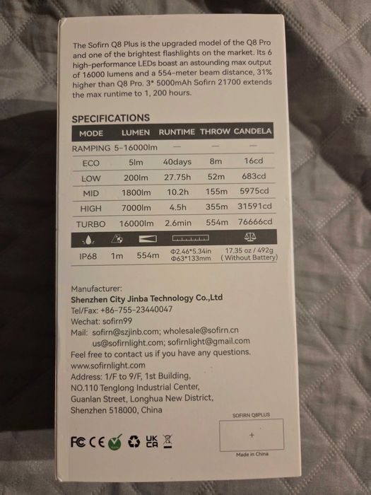 Latarka Sofirn Q8 Plus