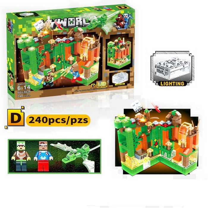 Lego MINECRAFT, Лего Майнкрафт Крепости, 4 вида, светящиеся блоки
