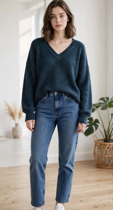 Sweter w dekolt V 40 L sinsay
