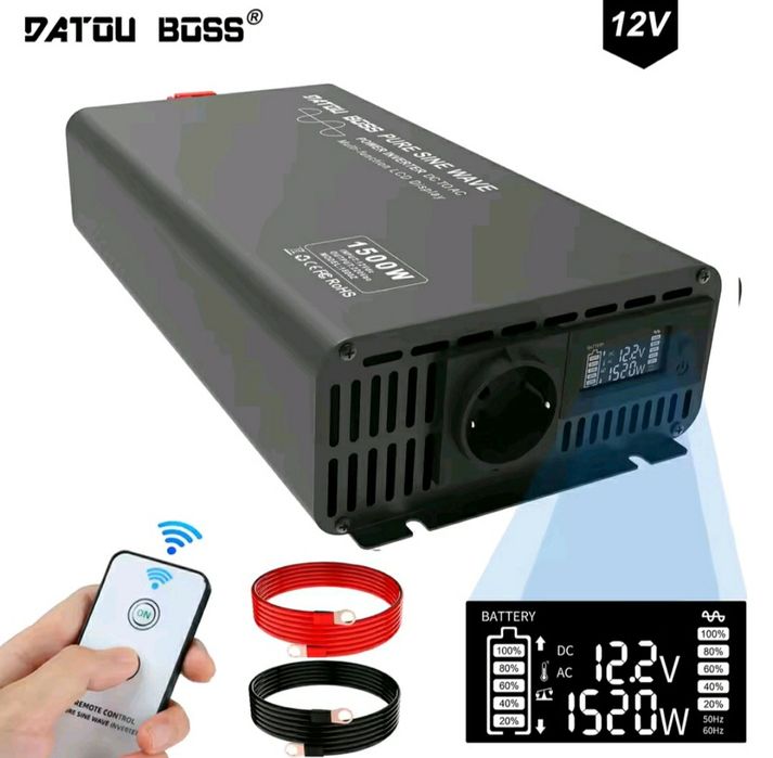 Інвертор DATOUBOSS 1500 W / 3000 W 12 V 220 з пультом чиста синусоїда