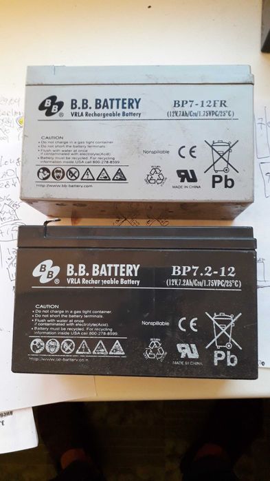 Аккумулятор AGM 12В 7Ачас B.B.Battery BP7-12 BC7-12 (CSB GP1272 RBC2)