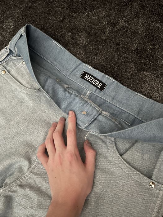 Штани Mazigrr на виворіт голубі vetements