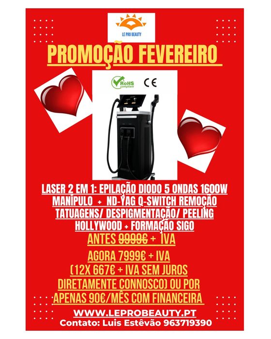 Laser Diodo 5 Ondas + Nd-Yag Remoção tatuagens +  garantia + Curso DGE