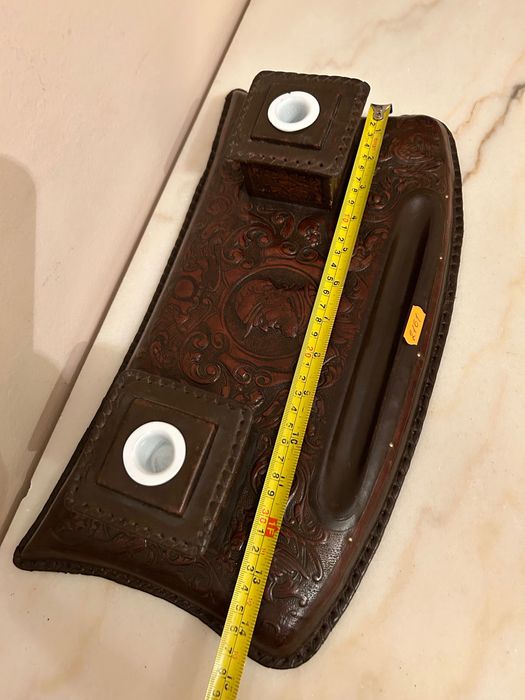 Чернильница кожаная, винтаж