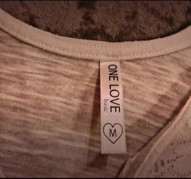 Biała koronkowa bokserka koszulka na ramiączka basic top One Love M 38