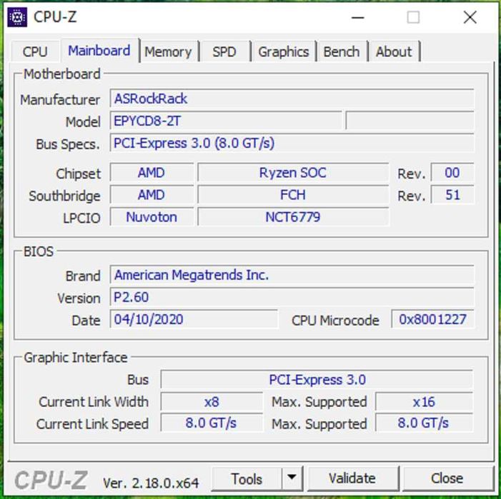 Motherboard Asrock EPYCD8-2T + EPYC 7351P 16-Cores