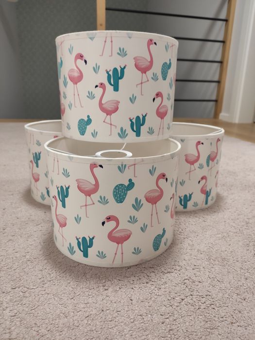 4x klosz/abażur flamingi turkus/róż 20x15