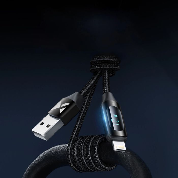 Kabel USB-A - Lightning Wozinsky WUALC2 z … LED 2.4A 2m  - czarny